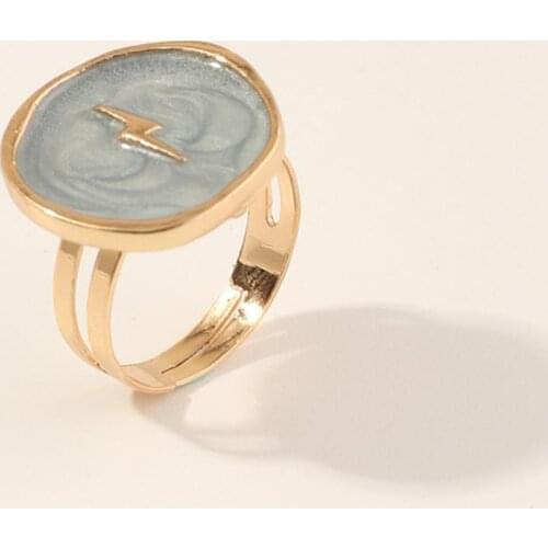 Simple Enamel Stars Moon Heart Round Pendant Necklace for Women Fashion Gold Color Coin Statement finger rings earrings Jewelry