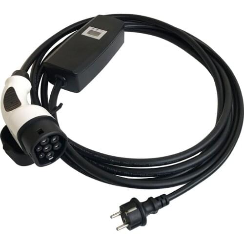 Khons EVSE Type 2 EV Charger portable 8A 10A 13A 16A adjustable with LCD display real data Schuko wall side plug