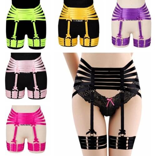 Punk Sexy Black Spandex Waist To Leg Harness Garter Fashion Waistbans Womens Bdsm Bondage Erotic Lingerie Accessories Fetish
