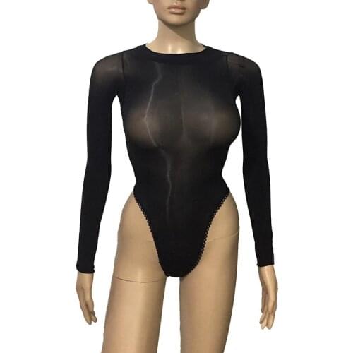 Sexy Women Sheer Silk Oil Shine Leotard Lingerie High Cut Skinny Glossy Body Stockings Teddies See Through Bodysuit