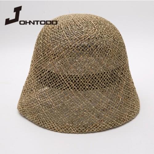 2021 New Summer Women Straw Hat Female Sun Protection Panama Hat Bucket Hat Ladies Outdoor Holiday Beach Hat Hollow Out Sun Hats