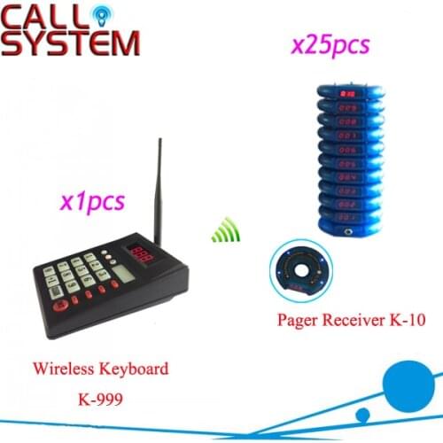 433.92MHZ Queue Patron Pager system Fast food call system 1 transmitter with 25 buzzer paging