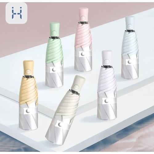 Automatic Folding Umbrella Portable Mini Women Parasol UV Protection Titanium Silver Coating Anti Sunburn Rainproof Umbrella
