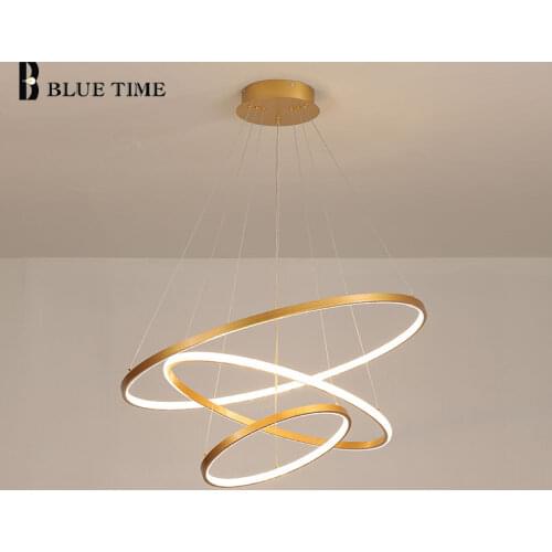 Gold Black Circle Rings Led Chandeliers For Living room Dining room Kitchen Restaurant Hanging Chandelier LED Lighting Fixtures