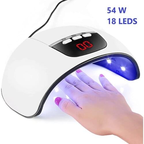 54W Nail Dryer UV Nails Lamp for Manicure Dry Nail Drying Gel Ice Polish Lamp 18 LED Auto Sensor 60s 80s 99s Nail Art Tool