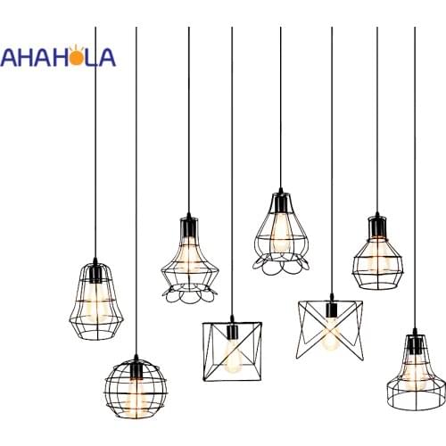 Vintage Pendant Lamp Modern Pendant Light Black Iron Hanging Cage Industrial Loft Nordic Pendant Lights for Living Room Hanglamp
