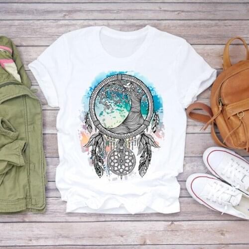 Women Feather Watercolor Fashion 90s Cute Vintage Clothes Lady T-shirts Top Womens T Shirt Ladies Stylish Summer Tee T-Shirt