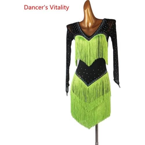 Latin Dance Dress for Women Latin Dacning Outfit Customize Adult Child Latin Professional Competition Fringe Dresses Customes
