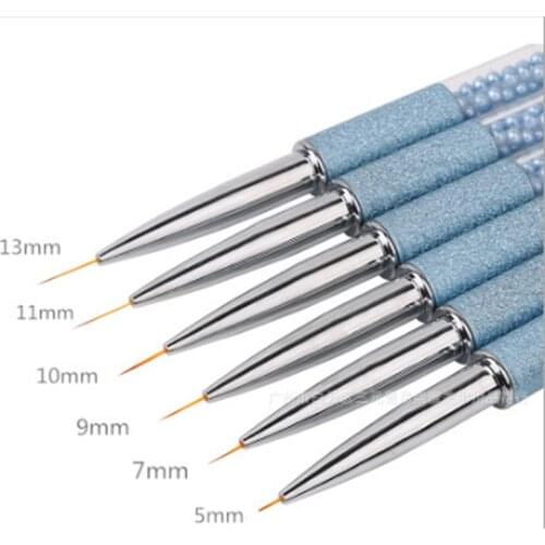 1Pc Nail Art Liner Drawing Brush Pen Nail Brushes Blue Rhinestone Crystal Handle DIY Manicure Nail Art Tools 002
