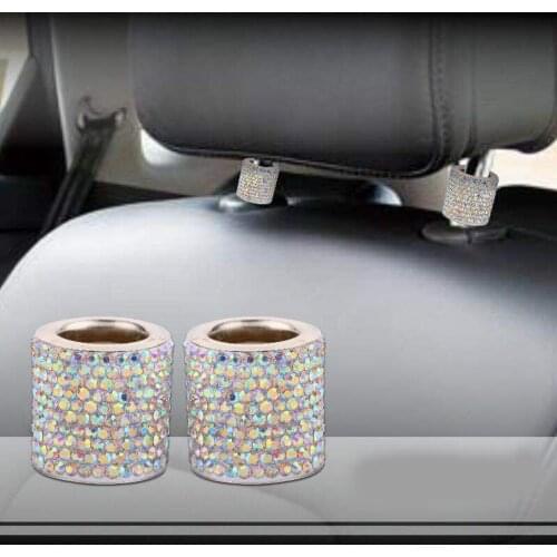 1pc Seat Rod Diamond Ring Crystal Car Bling Seat Headrest Collars Decor Rhinestone Car Interior Accessories Car Charms Universal