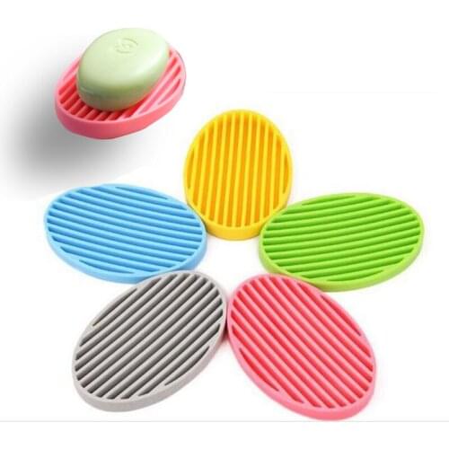 1 pcs Silicone Flexible Soap Dish Plate Kitchen Bathroom Soap Holder High Quality Hollow Draining Soapbox