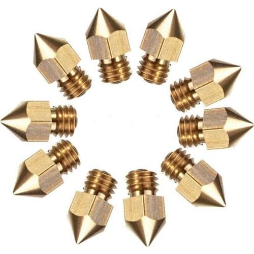 10pcs MK8 Extruder Nozzle For 3D Printer CR-10 5 Different Size 0.2mm 0.4mm 0.6mm 0.8mm 1.0mm