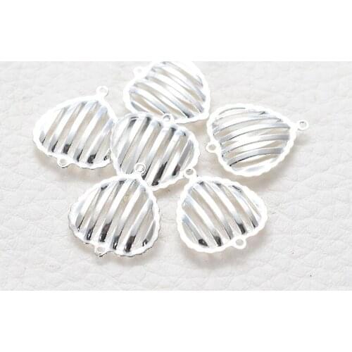 Miasol 100 Pieces 15 MM Silver Plated Punch Forming Iron Stripe Heart Charms Pendants For Diy Jewelry Making