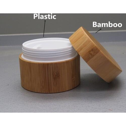 200g Empty Bamboo Cream Jars Refillable Container Plastic Wood Containers Cosmetic Packaging Travel Bottle With Rim Lid