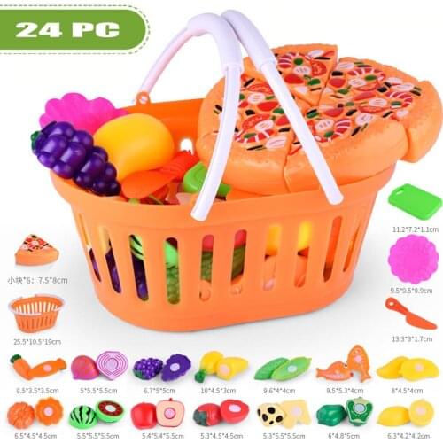 23pcs Education For Kids Fun Learning Toys For Children Kids Pretend Role Play Kitchen Fruit Vegetable Food Toy Cutting Set Gift