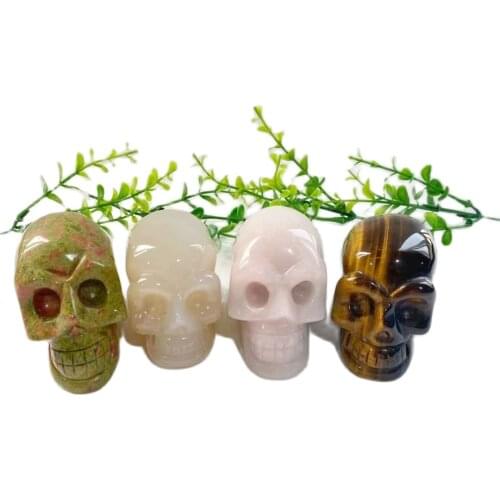 3 Inch Crystal Skull Rose Quartz Opal Stone Natural Healing Crystal Stone For Room Decoration