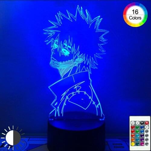 Acrylic Table Lamp Anime My Hero Academia3D Night Light 16 Colors Remote Control Children Bedroom Decoration Holiday Gifts