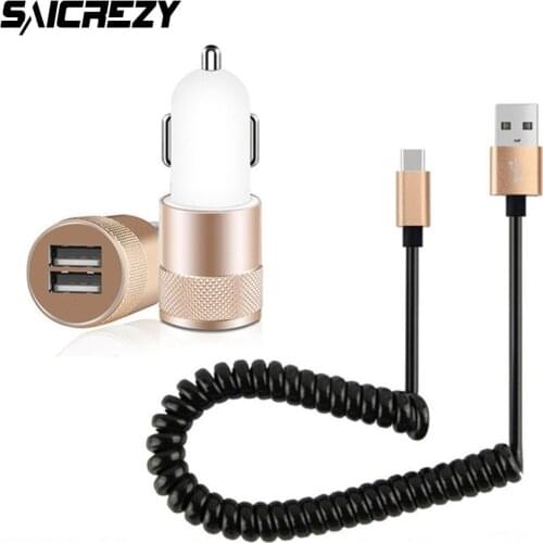 Car Charger Quick Charge Fast Charging Adapter For Samsung Galaxy A2 Core S10e S10 S9 S8 Plus A40 A50 J4 J6 J8 Spring Cable