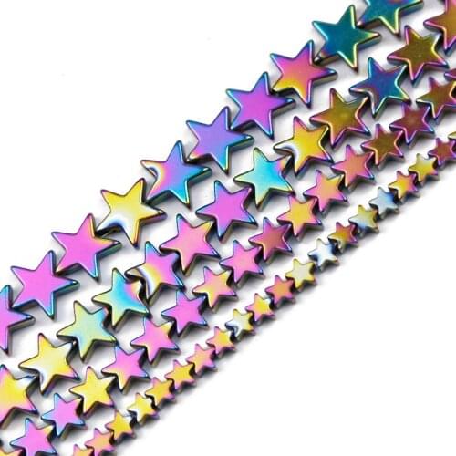 JHNBY Multicolored Five-Pointed Star Hematite Natural Stone 4/6/8/10mm Spacers Loose Beads For Jewelry Making Diy Accessories