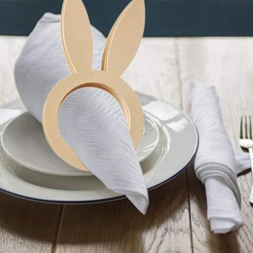 Wood Rabbit Ear Napkin Rings, Wood Serviette Rings Napkin Holders Napkin Buckles for Easter Wedding Baby Shower Decor