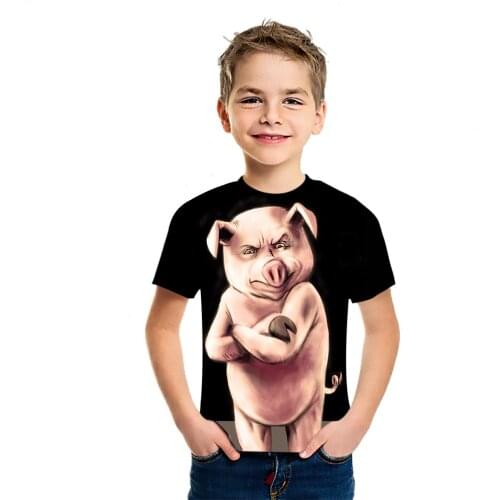 Cut Pig 2021 Ins Style Creative Versatile Childrens 3D Printed T-Shirt Loose Lazy Cute Short Sleeve Personality Comfortable Cas