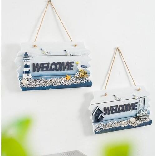 Welcome Decor Putuo Decor Beach Home Signs Wood Wall Plaque Wooden Signs Hanging Plate for Beach House Home Bedroom Tent Decor