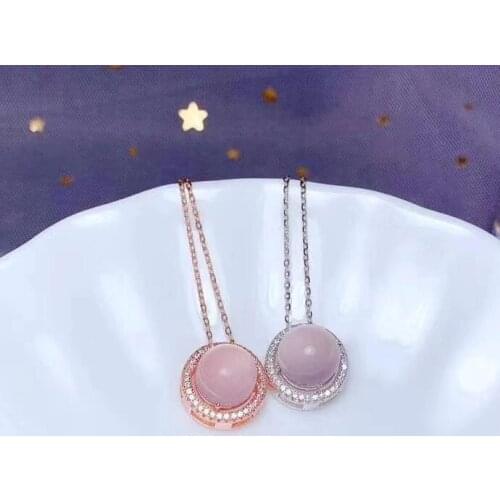 Hot Sale 100% Natural and Real Rose Quartz Necklace 925 Sterling Silver Pendant