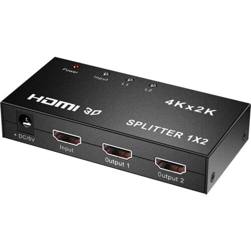 HOJIWI HDMI-compatible Splitter 1*2 out 1080p 4K 1x2 HDCP 3D Power Signal Amplifier Audio Video Distributor For Projectors AE04