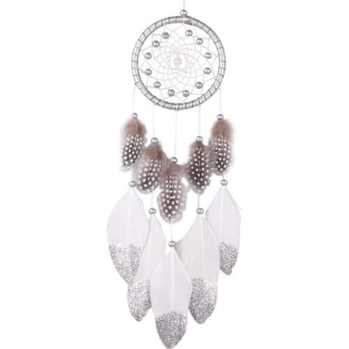 Indian Dream Catcher Feathers Beads Handmade Circular Heart Net Dreamcatcher Car Home Hanging Decoration Ornament