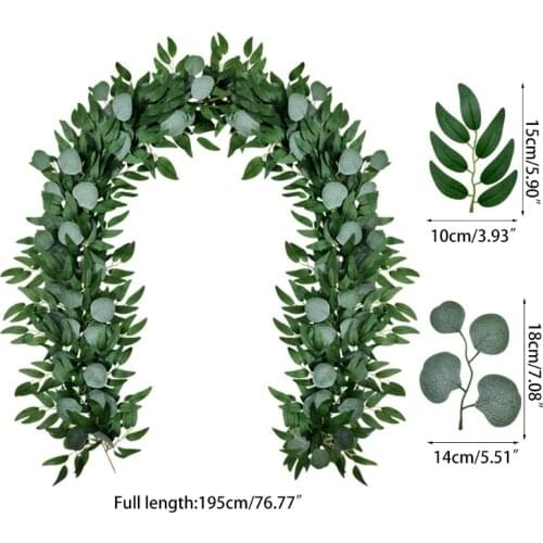 Artificial Eucalyptus Leaf Garland Vines Rattan Handmade Greenery Wedding Party Backdrop Arch Wall Declaration