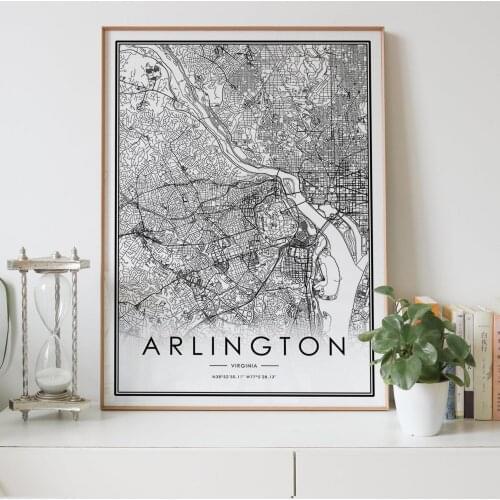 ARLINGTON Virginia VA USA city map Nordic Living Room Decoration Canvas Poster Modern Home Decor Art Print Painting