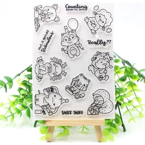 Cute Animals Transparent Clear Silicone Stamps for DIY Scrapbooking/Card Making/Kids Fun Decoration Supplies