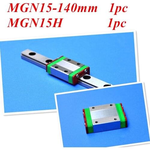 NEW 15mm miniature linear guide MGN15 L= 140mm rail + MGN15H CNC block for 3D printer parts XYZ cnc parts