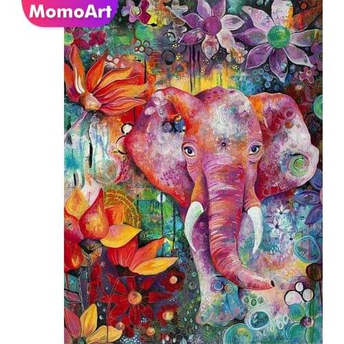 MomoArt Diamond Embroidery Flowers Diamond Painting Elephant Full Drill Square Rhinestone Wall Decoration Diamond Mosaic Animal