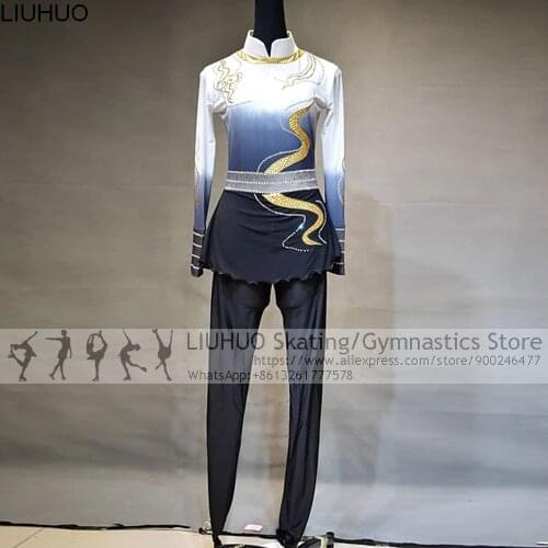 Mens Dance Costumes Ice Skating Ballet Performance Wear Teens Training Dancewear Salsa Women Figure Skating Shirts Sublimation