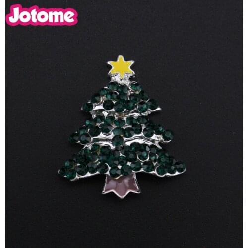 Custom Silver tone 30mm Christmas tree flat back brooch pins