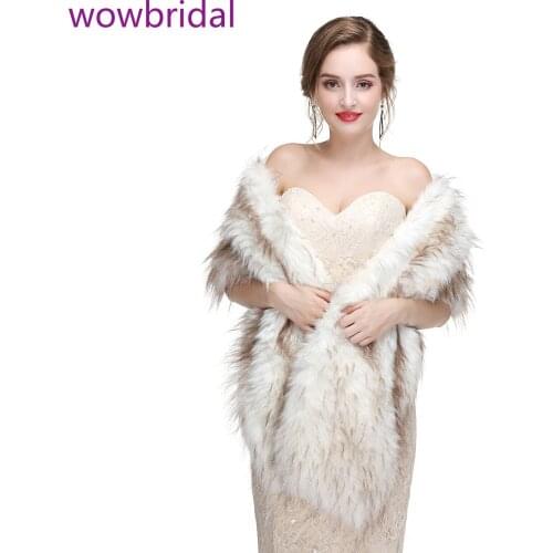 WOWBRIDAL Warm Faux Fur Winter Bridal Cape Wedding Cloaks Party Wraps Jacket Wrap Boleros De Encaje Boleros De Mujer
