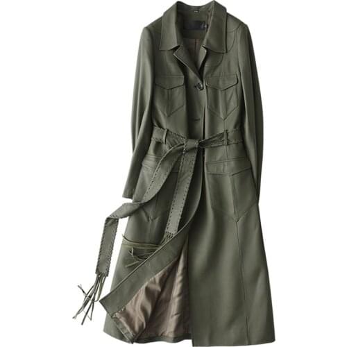 Autumn Coat Winter Women Clothes Real Genuine Leather Jacket Women Sheepskin Coat Korean Long Trench Coats Plus Size ZT836