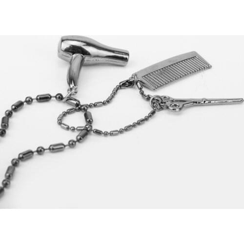 Hairdresser Themed Necklace Cosmetologist Dryer/Scissor/Comb Pendant Necklaces Scissors Jewelry Hairdresser Gift