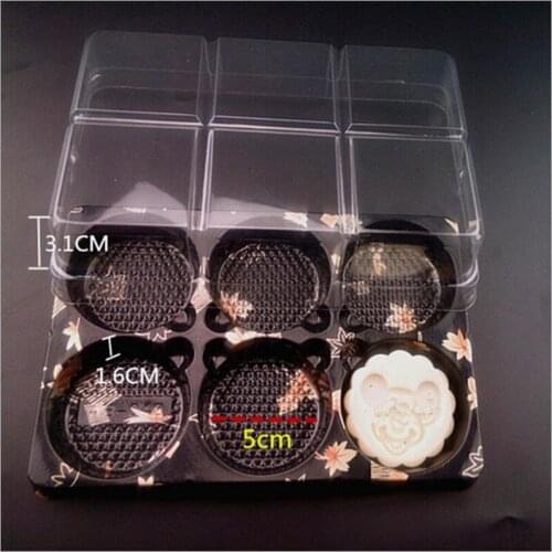 Plastic Mooncake Boxes with lid 6 slot cake packed boxes cupcake box muffiin plastic box with lid 50PCS