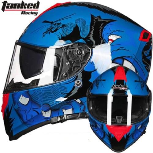 2019 New Europe ECE Certification Tanked Racing Full Face Motorcycle Helmet Double lens Motorcross Motorbike Helmets Of ABS PC