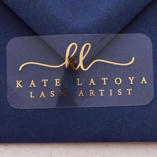 Custom Foiled Stickers Personalized Logo Business Labels Clear Gold, Rose Gold, Silver Foil Cosmetic Lashes Stickers, Eyelashes