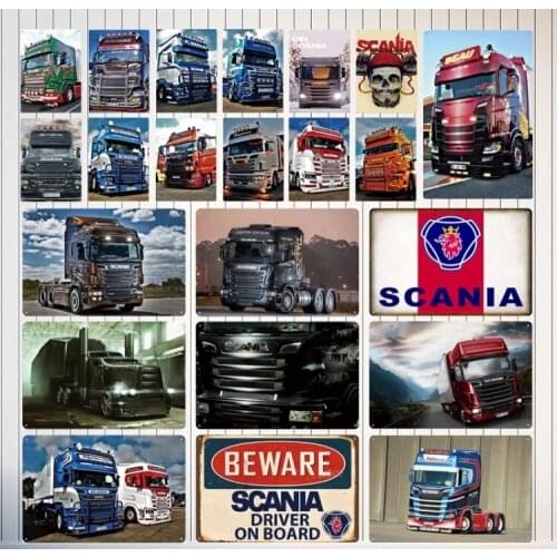 Shabby Chic Scania Metal Plaque Vintage Home Decor Garage Metal Signs Retro Truck Poster Living Room Wall Decorative Painting