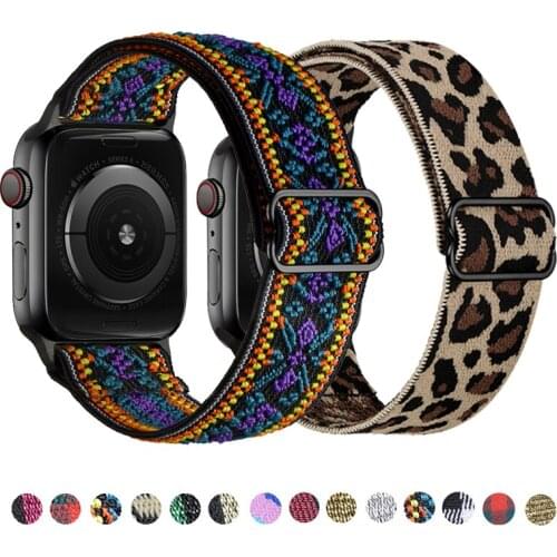 Elastic Nylon Solo Loop Strap for Apple Watch 6 Band 38mm 40mm 42 mm 44 mm for Iwatch Series 6 5 4 3 2 Watch Replacement Strap