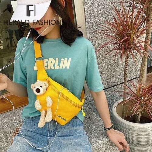 Luxury Womens Waist Bag Fanny Pack Fashion Cute Canvas Crossbody Bags Solid Color Brand Shoulder Bag New Female Chest Pack