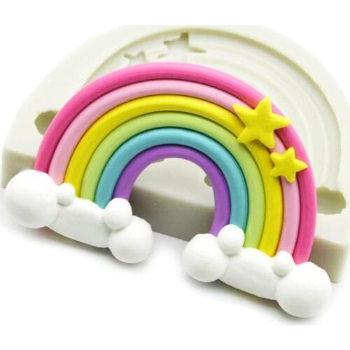 Rainbow Cloud Silicone Mold Cake Fondant Decorating Tools 3D Chocolate Candy Baking Clay Resin Sugar Candy Sculpey K293