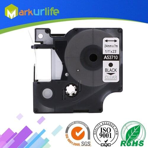 1 PCS 24mm replacement label Self-Adhesive D1 Tape 53710(S0720920) for LabelManager Printer 24mm (1/2") x 7m black on Clear