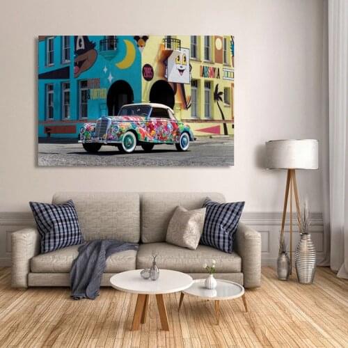 Modern Wall Art Canvas Paintings Retro Cabriolet Vintage Car Color Graffiti Picture Living Room Decor Posters and Prints