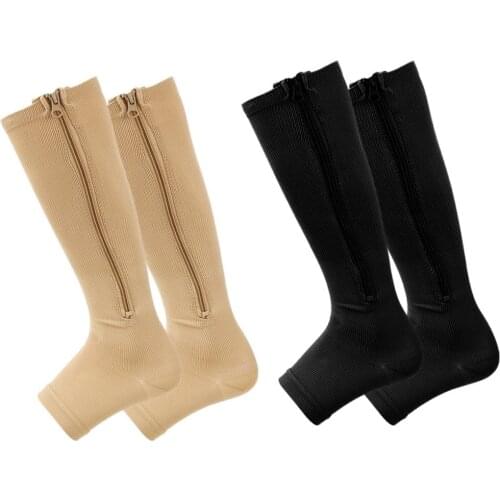 Sports Compression Zipper Stovepipe Socks Open Toe With Zipper Reduce Leg Swelling And Fatigue Durable Socks