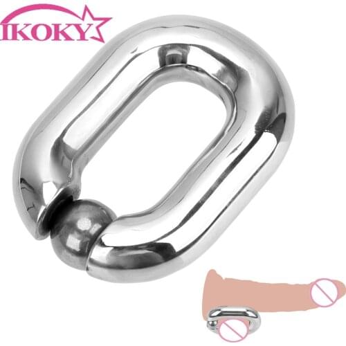 Metal Penis Bondage Cock Ring Male Heavy Duty Ball Scrotum Stretcher Stainless steel Penis Rings Delay Ejaculation Sex Toys